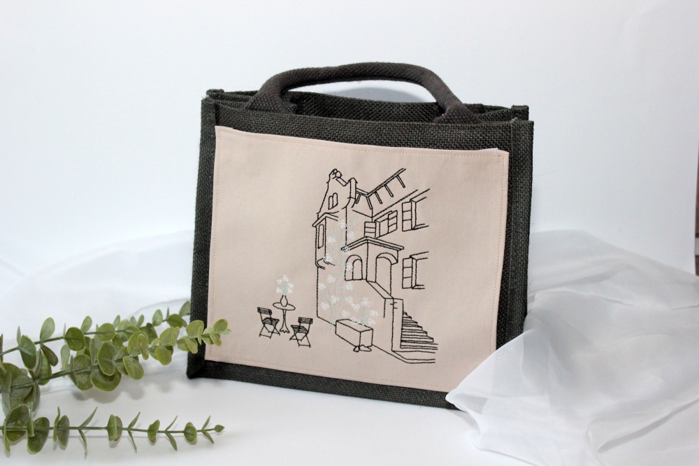 Bild 1 von Stickdatei toskanisches Haus Toskana Redwork mit Blumenranke Sommer  / (Lizenz) Standard