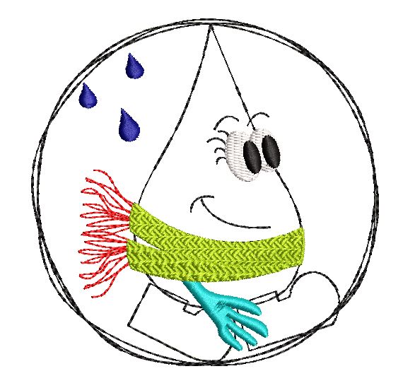 Bild 1 von Stickdatei Regentropfen Tropfen doodle verschiedene Größen  / (Größe) SET 10x10cm, 13x18cm, 16x26cm