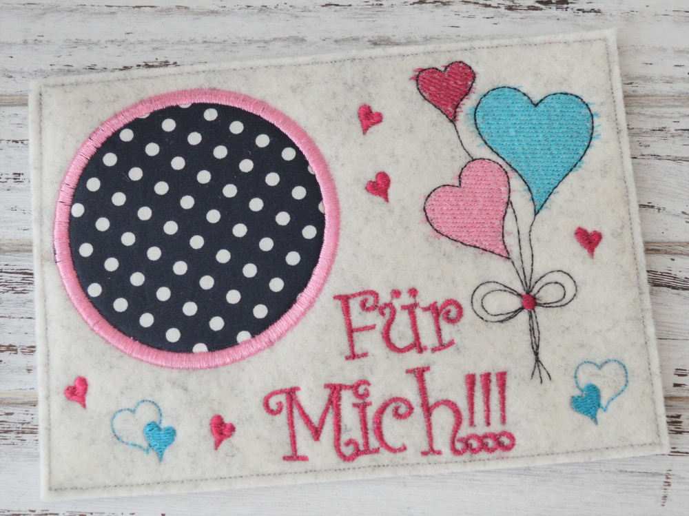 Bild 1 von Stickdatei MugRug Herzen Valentinstag 13x18cm