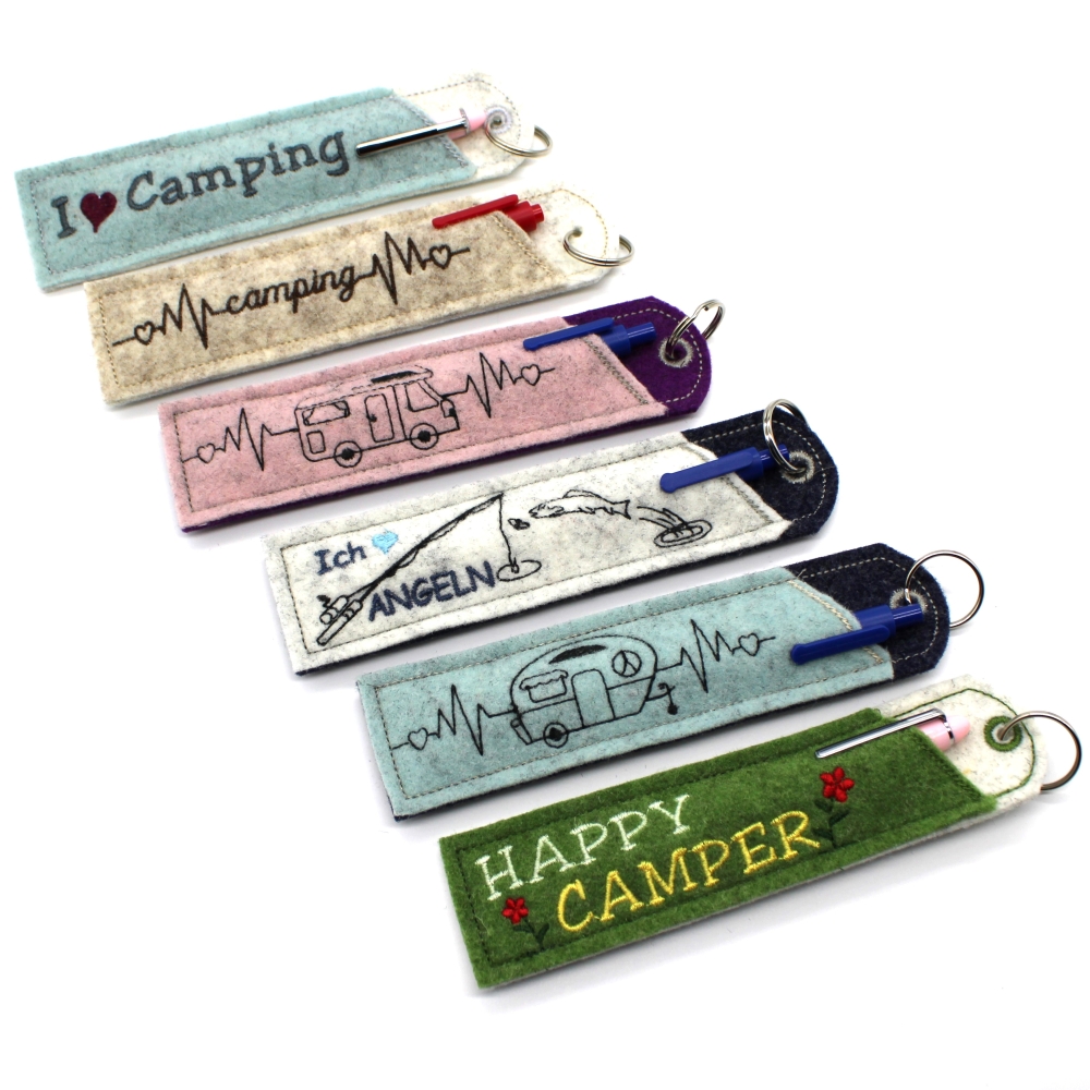 Bild 1 von Stickdatei Camping Outdoor Etuis Stifteetui schmal für einen oder zwei Kugelschreiber