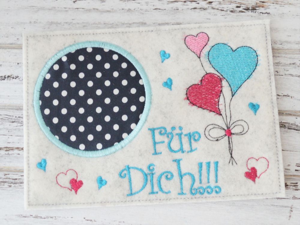 Bild 1 von Stickdatei MugRug Herzen Valentinstag 13x18cm