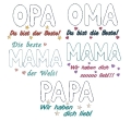 Bild 1 von Stickdatei doodle Applikation Schrift Mama Oma Opa Papa sind die Besten  / (Stickrahmengröße) 16x25cm